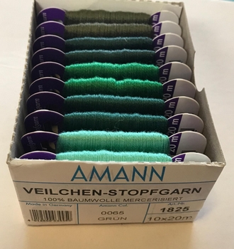 Stofgarn AMANN 20m (10 Stuck), Grun Farben